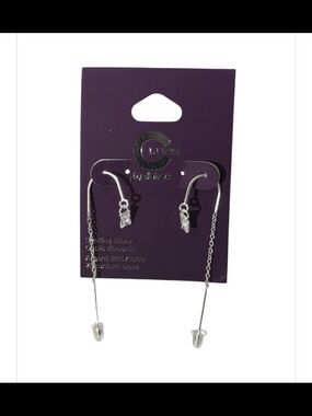 Claire’s Luxe Sterling Silver Cubic Zirconia Threader Earrings NWT